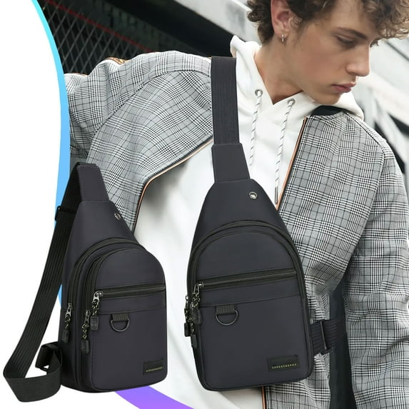 Lightweight Crossbody Sling Bag - Travel Shoulder Bag with Multiple Pockets, Adjustable Strap for Men & Women, 11.8x6.7x1.9in, Oxford Cloth