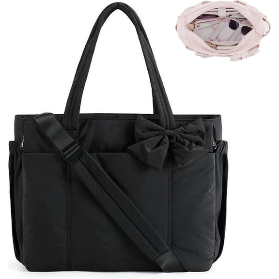 Lightweight Crush Bow Tote Bag for Women, Handbags For Women, Stylish for Commuting, Beach, Travel & Shopping