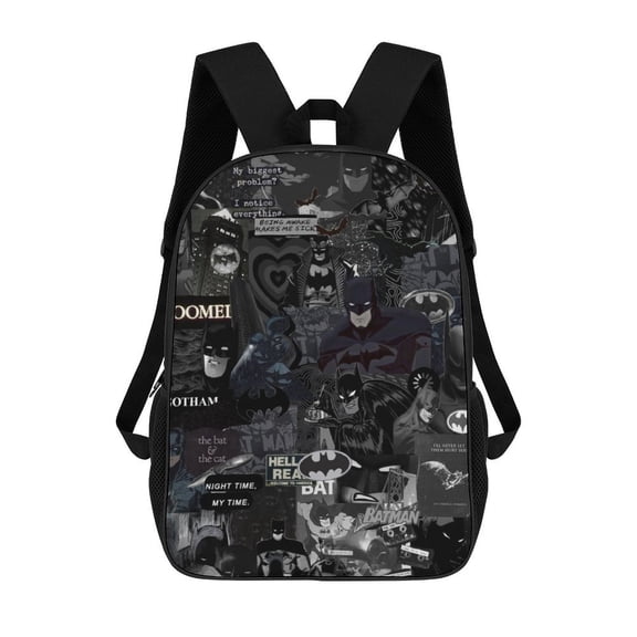 Lightweight Daypack Large Capacity Bat-man Backpack Travel Work Back Pack 17 Inch Bookbag Laptop Bag