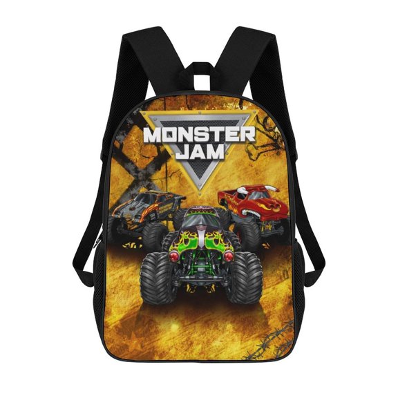 Lightweight Daypack Large Capacity Monster Cartoon Truck Jam Backpack Travel Work Back Pack 17 Inch Bookbag Laptop Bag