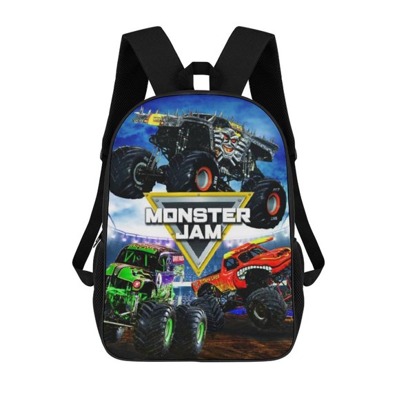 Lightweight Daypack Large Capacity Monster Cartoon Truck Jam Backpack Travel Work Back Pack 17 Inch Bookbag Laptop Bag
