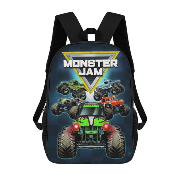 Lightweight Daypack Large Capacity Monster Cartoon Truck Jam Backpack Travel Work Back Pack 17 Inch Bookbag Laptop Bag
