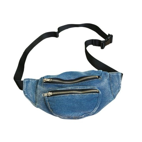 Lightweight Denim Waist Bag Portable Crossbody Pouch Shoulder Bag Waist Pack Chest Bag for Women (Dark Blue)
