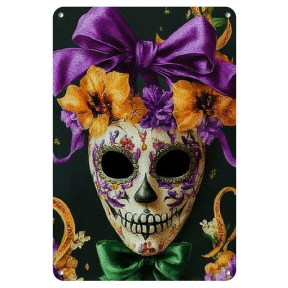 Lightweight Design, Mardi Gras Masquerade Mask Wall Art - Vintage New Orleans Carnival Decor, One Size, Metal with Pre-Drilled Holes, Ideal for Home, Bar, Cafe, Cafe Art Piece|Colorful Wall Art