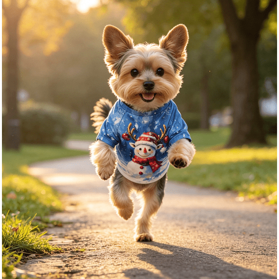 Lightweight Dog Christmas Sweatshirt Snowman Winter Scene Print Soft Casual Pullover Pet Shirt Suitable for Indoor Rest and Outdoor Trips (Blue,XS)