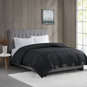 Lightweight Down Alternative Blanket with Satin Trim Black King
