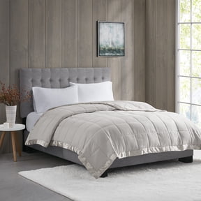 Lightweight Down Alternative Blanket with Satin Trim Grey King
