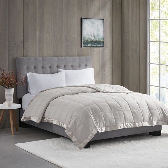 Lightweight Down Alternative Blanket with Satin Trim