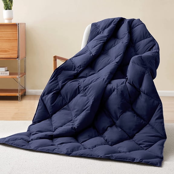 Lightweight Down Alternative Throw Blanket for Couch, Soft Cozy Travel & Outdoor Blanket, Navy Blue, 50" x 70", Warm & Durable Cozy Blanket