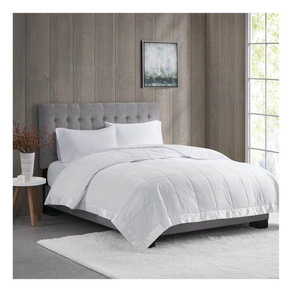 Lightweight Down Blanket with Trim White King