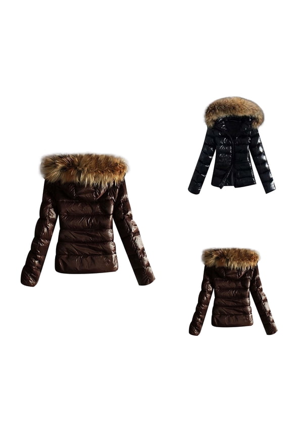 Lightweight Down Quilted Padded Hooded Jacket, Warm Winter Pullover, Casual Quarter Button Coats