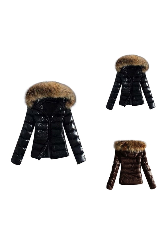 Lightweight Down Quilted Padded Hooded Jacket, Warm Winter Pullover, Casual Quarter Button Coats