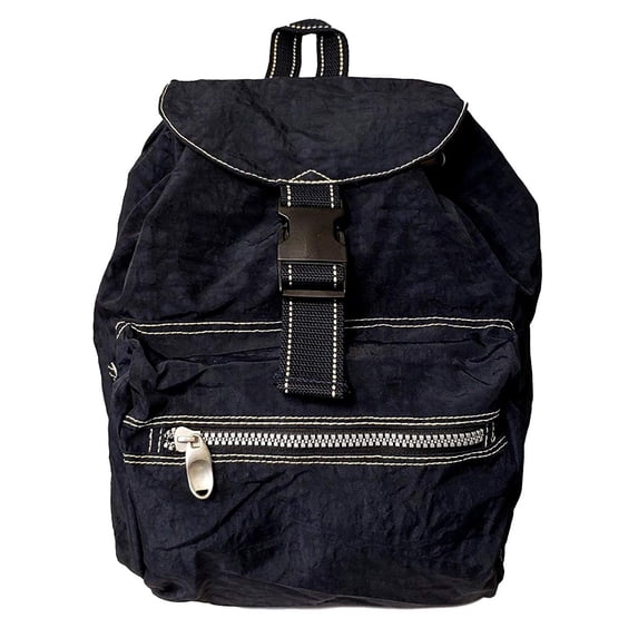 Lightweight Drawstring Flap Over Campus Backpack Blue