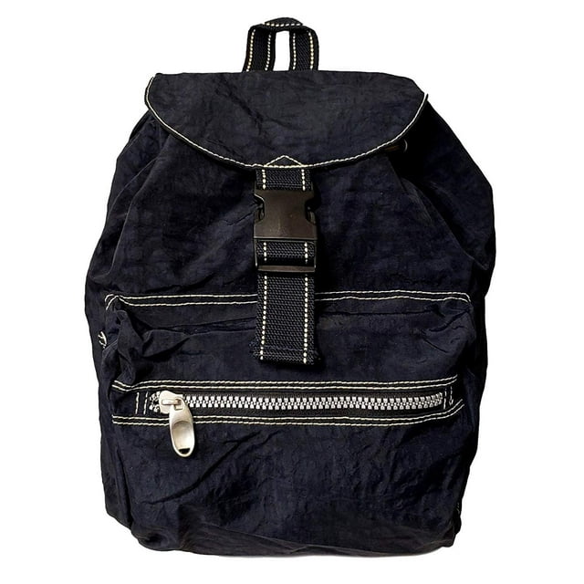 Lightweight Drawstring Flap Over Campus Backpack Blue