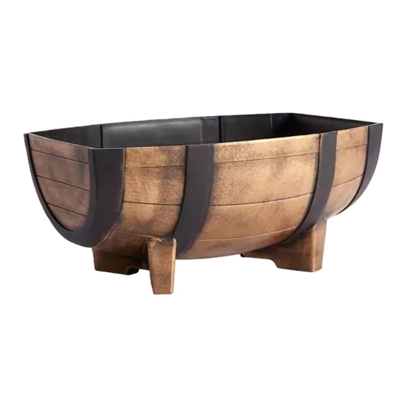 Lightweight Durable Plastic Planter Container Barrels Styles With Natural Wood Look Perfect For Home Office Decoration