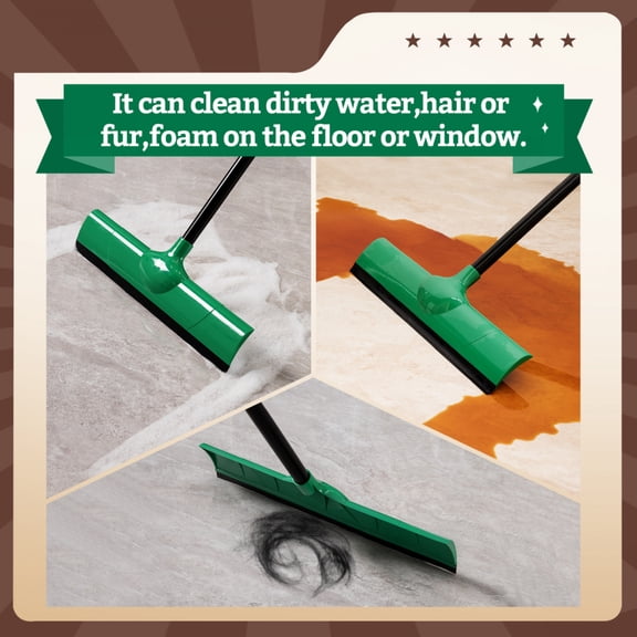 Lightweight Durable Silicone Broom Squeegee for Fine Dust Hair Liquids Smooth Floors Rugs Windows Green