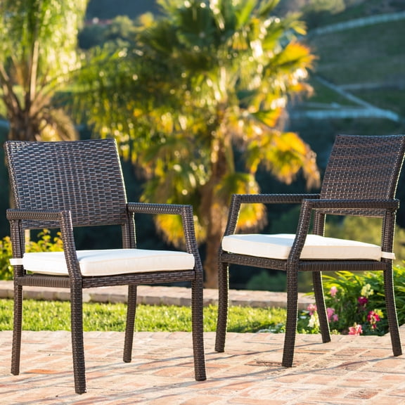 Lightweight Durable Wicker Dining Chairs (2-Pack), Stylish Design / Perfect for Outdoor Entertaining