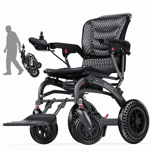 Lightweight Electric Wheelchair for Adults – Foldable Motorized Wheelchair with Ergonomic Seat & Backrest, 15 Mile Range, 12AH/500W Motors, All Terrain Power Wheelchair for Seniors (B20-12AH)