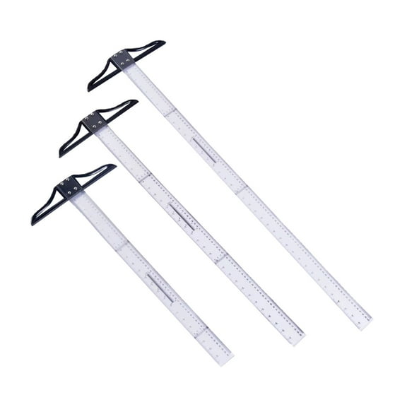 Lightweight Engineering T Square Ruler Set 3 Units SafetyEdged For Classroom Workshop Projects