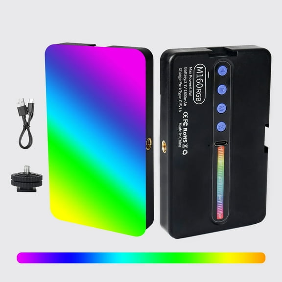 RGB LED Video Light 2700K-6500K Dimmable, LED Spotlight Brightness 5%-100% Colour Temperature with 16 Modes, Portable LED Photo Light for DSLR Cameras, Photography