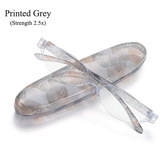 Lightweight Eyeglasses Computer Readers Floral Reading Glasses with Case Reading Glasses Anti Blue Light Small Oval STRENGTH 2.5X PRINTED GREY