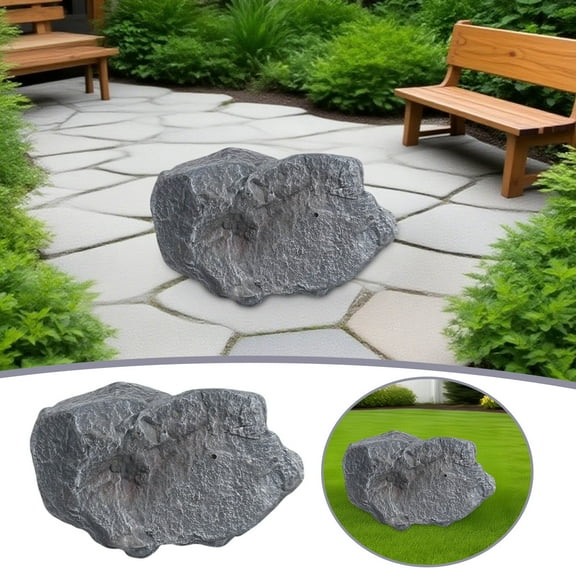 Lightweight Rock Cover - 12" Realistic Stone for Outdoor Decor, PU Foam Well Pump Cover, Landscape Rocks for Garden, Yard, Aquarium, and Patio Decoration