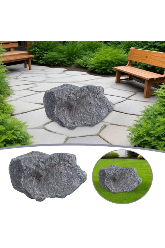 Lightweight Rock Cover - 12" Realistic Stone for Outdoor Decor, PU Foam Well Pump Cover, Landscape Rocks for Garden, Yard, Aquarium, and Patio Decoration