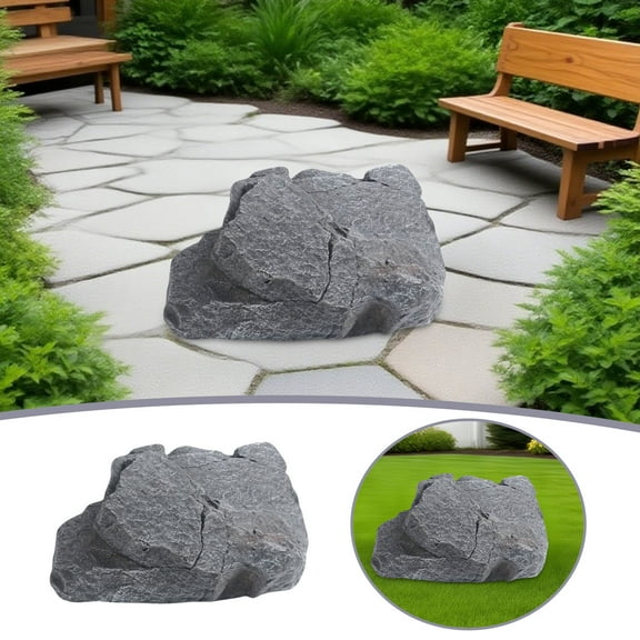 Lightweight Rock Cover - 12" Realistic Stone for Outdoor Decor, PU Foam Well Pump Cover, Landscape Rocks for Garden, Yard, Aquarium, and Patio Decoration