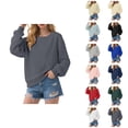 thumbnail image 1 of Lightweight Fall Basic Sweatshirts for Women 2025 Long Sleeve Crewneck Relaxed Fit Plain Sweatshirt Pullover Tops, 1 of 5