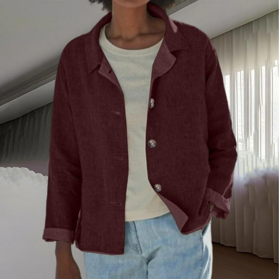 Lightweight Fall Button Down Jackets for Women 2025 Lounge Solid Color Roll Up Sleeves Cardigan Soft Work Out Lapel Neck Drop Shoulder Jackets