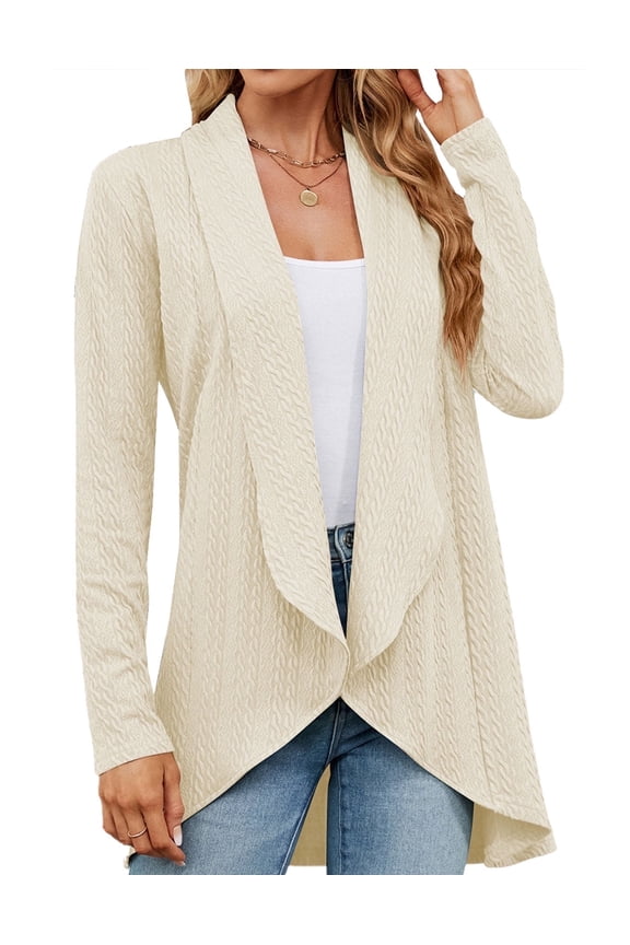 Cardigans for Women Lightweight Open Front Long Sleeve Knit Sweater Draped Hem Casual Loose Fit Layering Outerwear