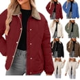 thumbnail image 1 of Lightweight Fall Fashion Jackets for Women 2025 Casual Long Sleeve Solid Color Quilted Jacket Loose Lapel V Neck Button Down Coat with Pockets, 1 of 6