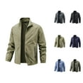 thumbnail image 1 of Lightweight Fall Jackets for Men 2025 Long Sleeve Stretchy Loose Stand Collar Zip Up Jacket with Pockets Outerwear, 1 of 4