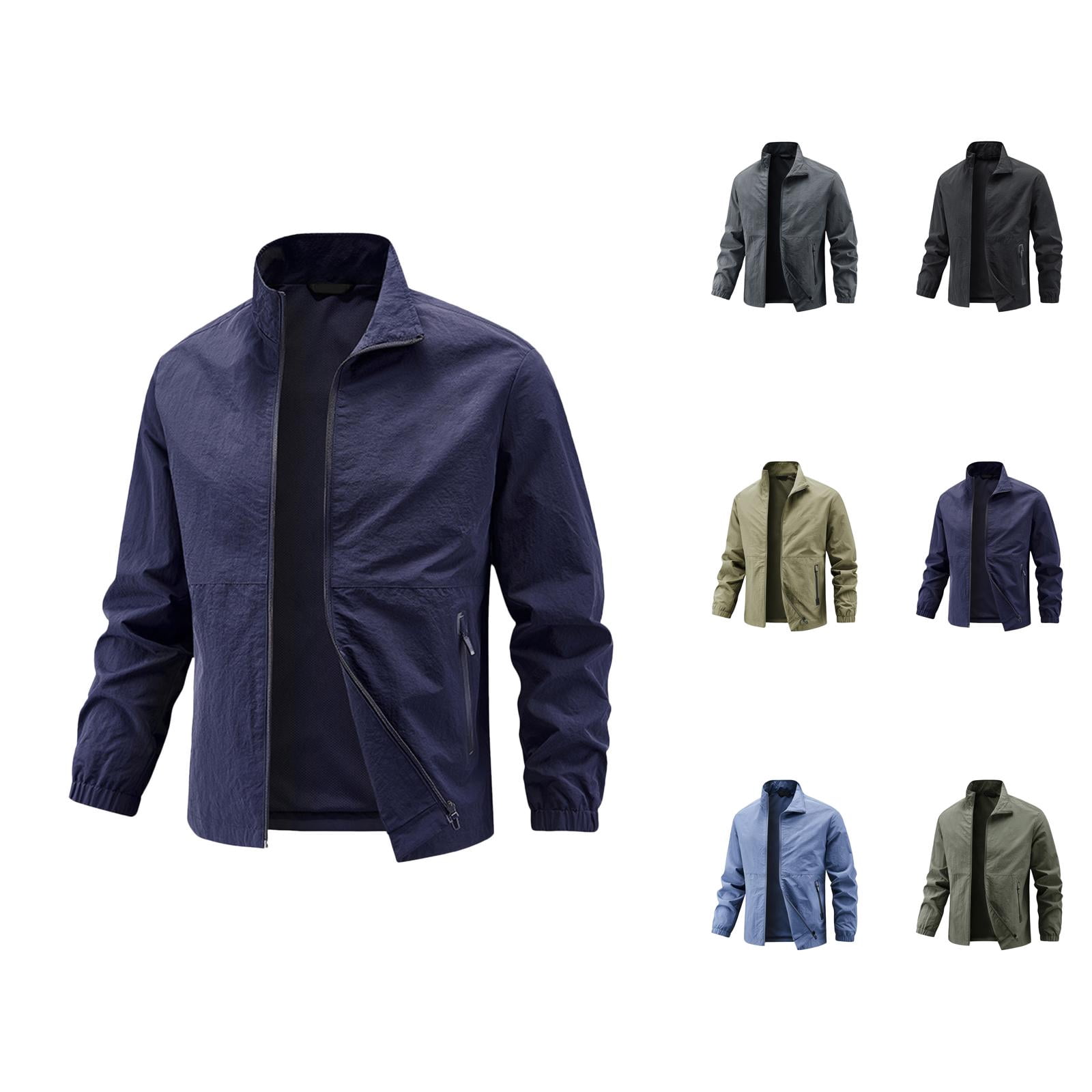 Long Compact Jacket Lightweight Fall Jackets for Men 2025 Long Sleeve Stretchy Loose Stand ...
