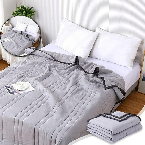 Lightweight Fall Quilt, Double-Sided Cold Effect Autumn Cooling Comforter, Machine Washable Breathable Cooling Quilt for All Season