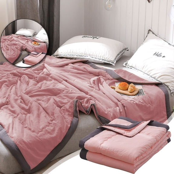 Lightweight Fall Quilt, Double-Sided Cold Effect Autumn Cooling Comforter, Machine Washable Breathable Cooling Quilt for All Season