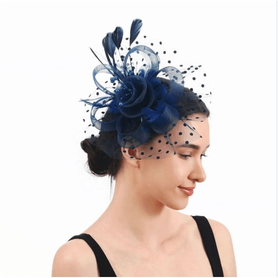 Women's Elegant Floral Fascinator Hair Clip with Mesh Veil and Feather Detail, Stylish Headpiece for Wedding Party Tea Party Formal Events