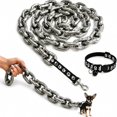 thumbnail image 1 of Lightweight Faux Chain Pet Leash and Collar Set, Funny Giant Chain Style Plastic Dog Leash for Small Dogs and Cats, Novelty Pet Photo Prop, Costume Party Accessory, 1 of 7
