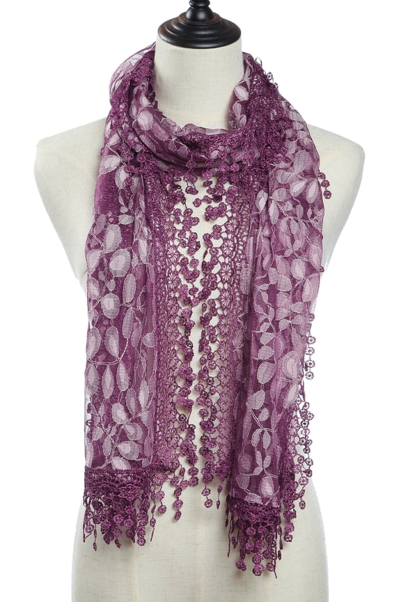 Lightweight Feminine teardrop fringe Vintage Lace Scarf Mesh Crochet Tassel Scarfs for Women
