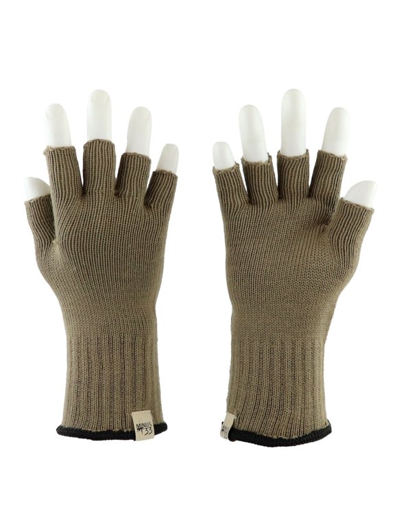 Merino Wool Fingerless Gloves - Warm Knitted Gloves - Half Finger Gloves - Tan499 - X-Large