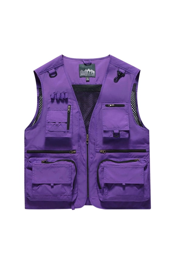Lightweight Fishing Vest for Women Breathable Fishnet Liner Loose Zip V Neck Photography Jackets with Multi-Pockets
