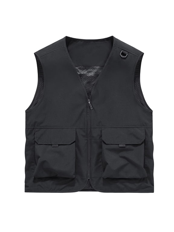Lightweight Fishing Vest for Women Summer Loose Zip Up V Neck Unisex Sleeveless Jackets with Multi-Pockets