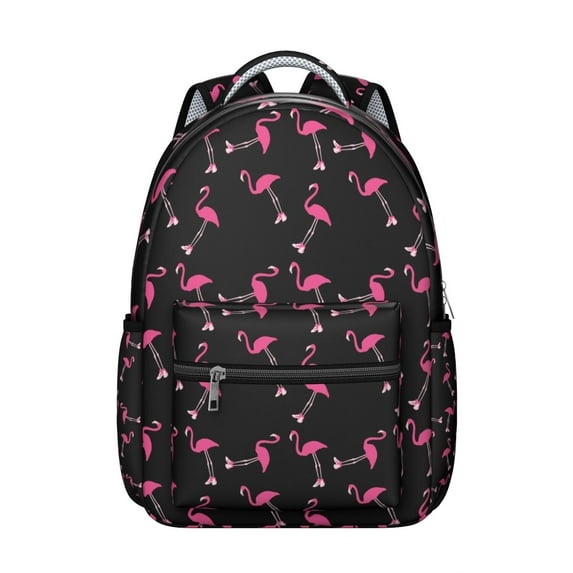 Lightweight Flamingo Print Backpack - Breathable Mesh School Bookbag, Spacious High School Laptop Bag with Side Water Bottle Pocket, Comfortable Carry