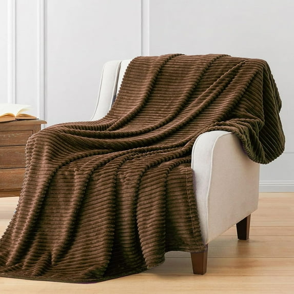 Lightweight Flannel Fleece Throw Blanket for Couch 60"x80" (Dark Coffee)