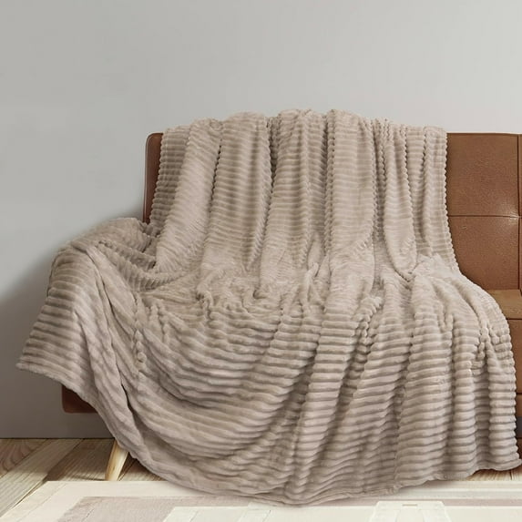 Lightweight Flannel Fleece Throw Blanket for Couch 60"x80" (Taupe)