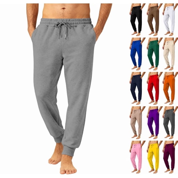 Lightweight Fleece Sweatpants for Men with Pockets Active Gym Athletic Drawstring Baggy Loose Sweat Pants Open Bottom,Gray XXL