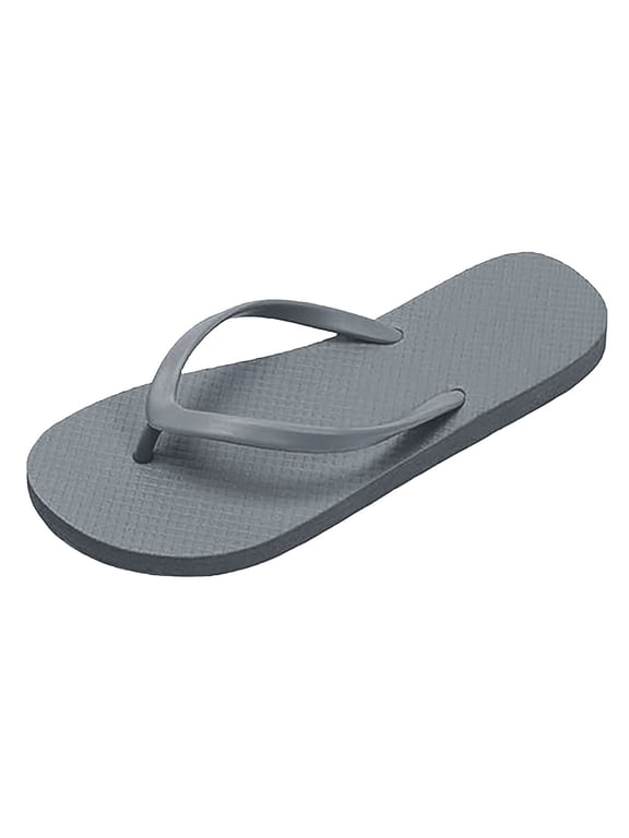 Lightweight Flip Flops for Women Men Flat Sandals Shower Slippers -on Slides for Summer Swim Bathroom Beach Pool Slim Basic Thongs Foam Shoes Grey, Size 6