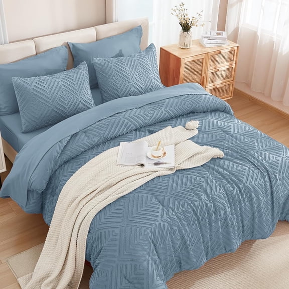 Lightweight Fluffy Tufted Bedding Sets with Comforter, Sheets, Pillowcases & Shams