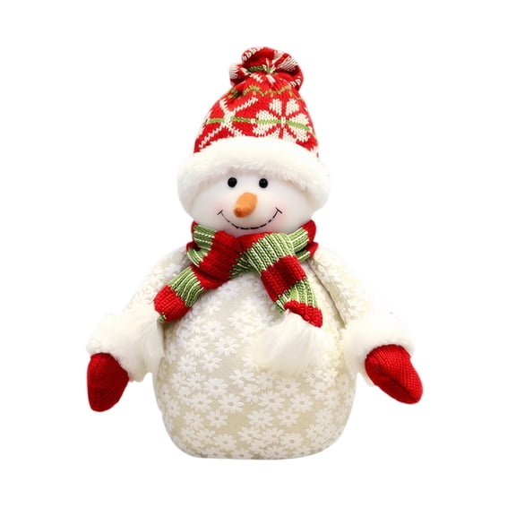 Lightweight Foam Christmas Snowman Figurine, Frosted Tabletop Doll Ornament for Winter Holiday Home Decor