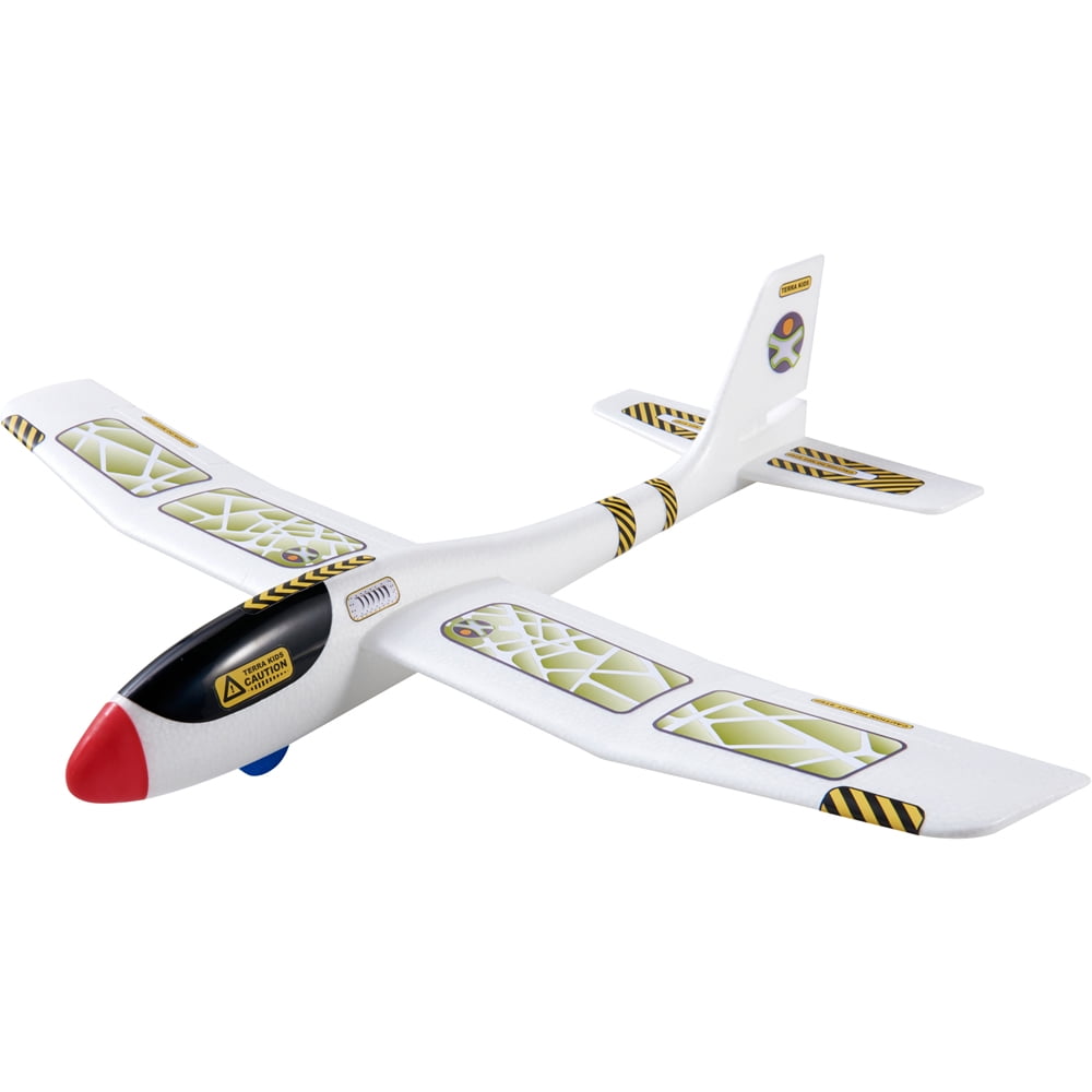 HABA Terra Kids Maxi Hand Glider with Boomerang Setting - Easy to Assemble 22" Sturdy Styrofoam Airplane with Decals